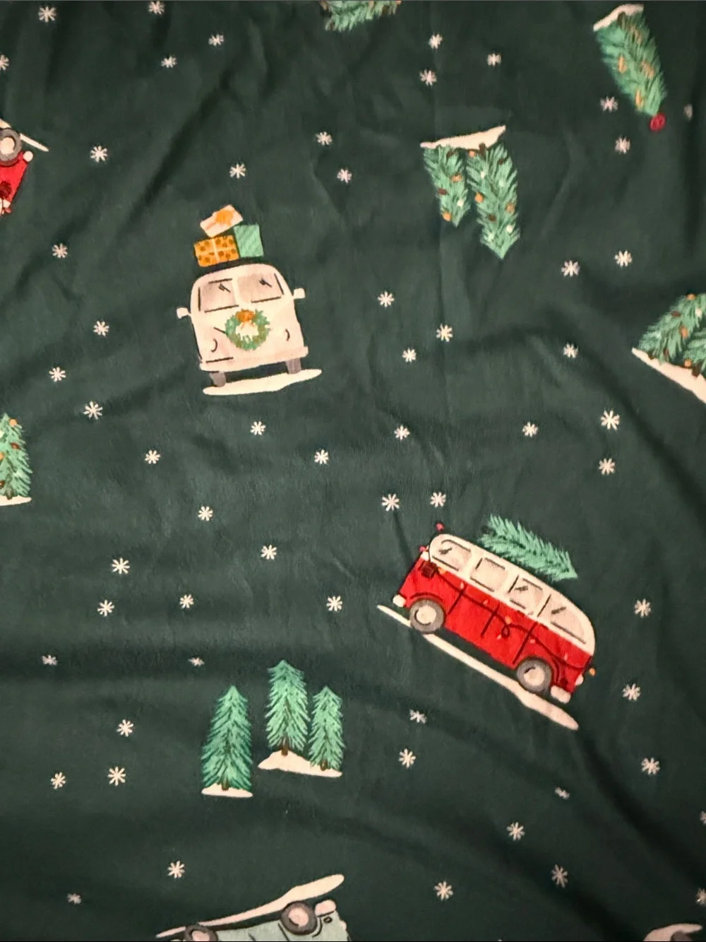 Woman’s Holiday Pajama Set - Green and Gray, Cute Print both have pockets!